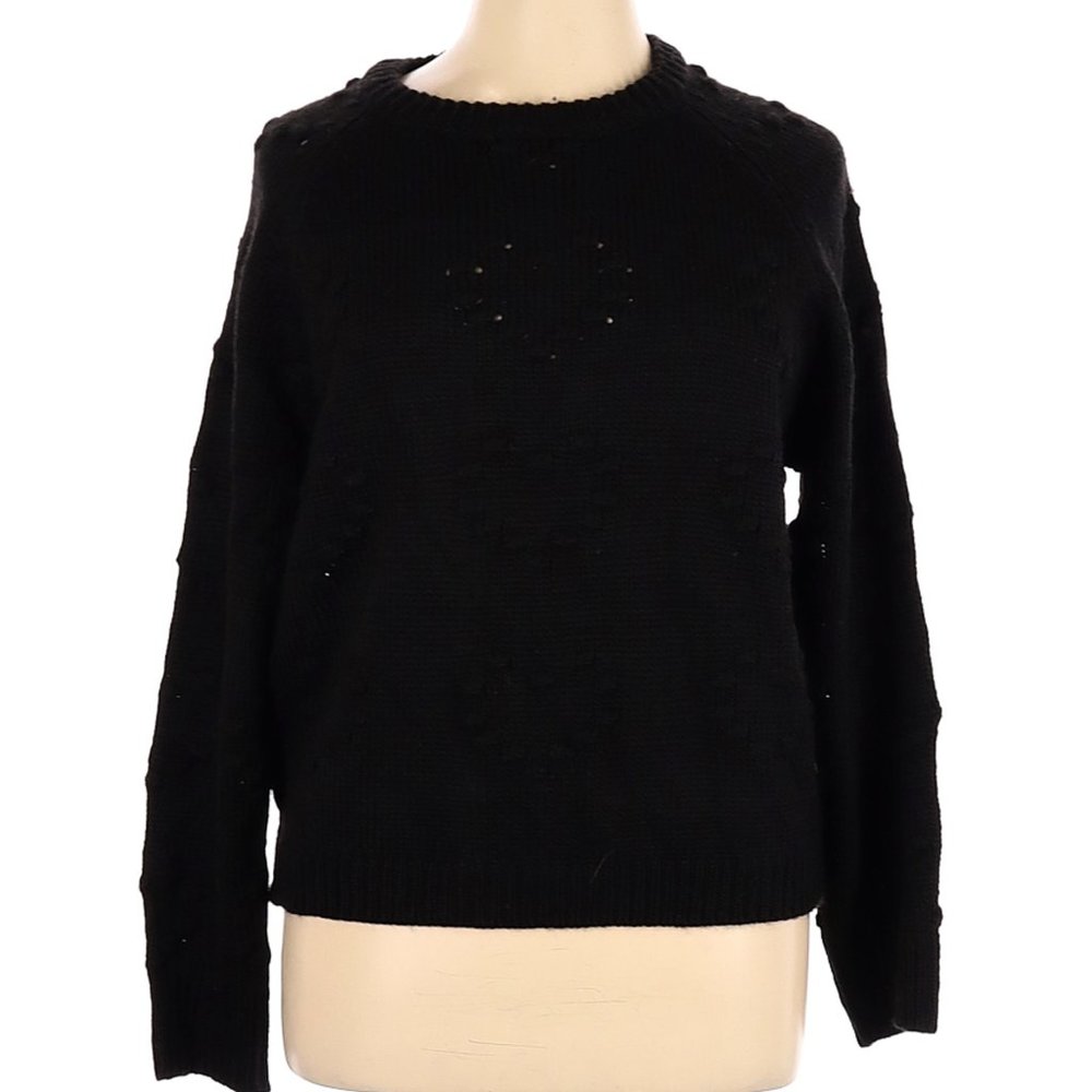 NWT John + Jenn Caviar Black on Black Heart Pattern Super Soft Pullover Size XL